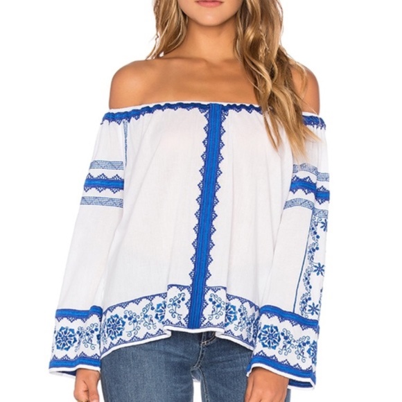 Love Sam Tops - Love Sam Wanda Off The Shoulder Embroidered Top